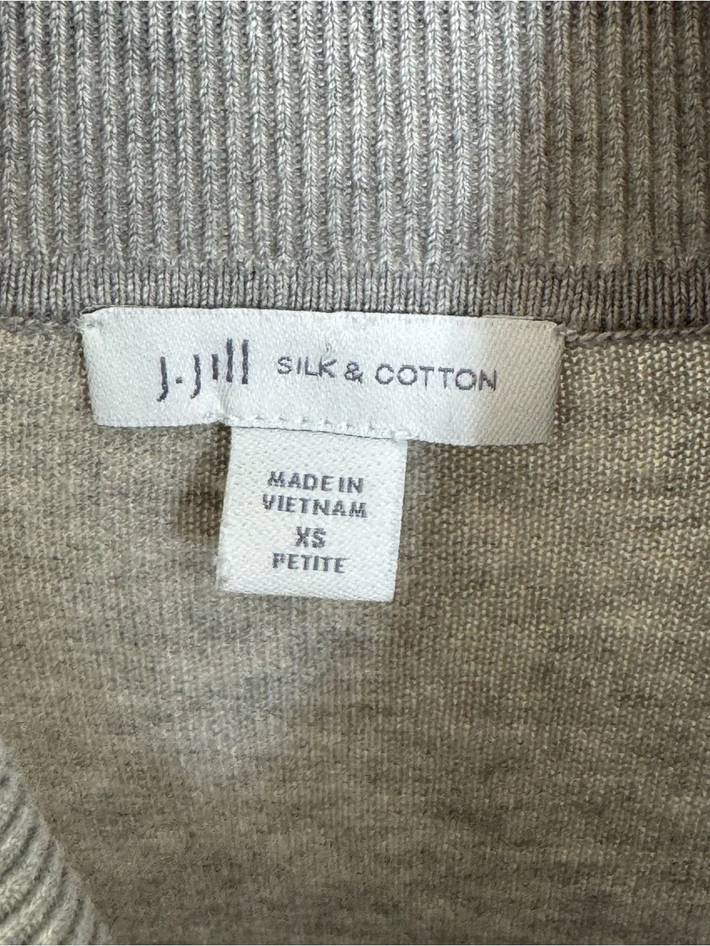 J.Jill Heather Gray Silk Cotton Knit Turtleneck Sweater XS Petite